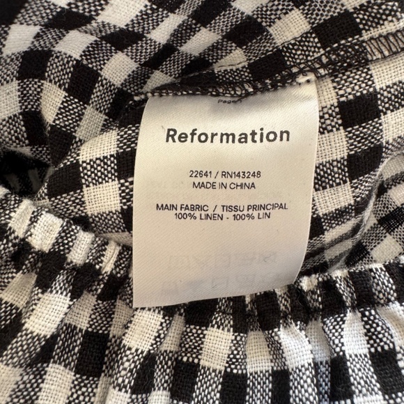 Reformation Scallop Linen Top - April Check - Size XS - NWT - Picture 4 of 5